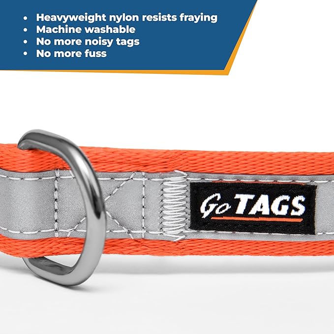 GoTags Reflective Personalized Dog Collar, Custom Embroidered with Pet Name and Phone Number in Black for Boy and Girl Dogs, Adjustable Small