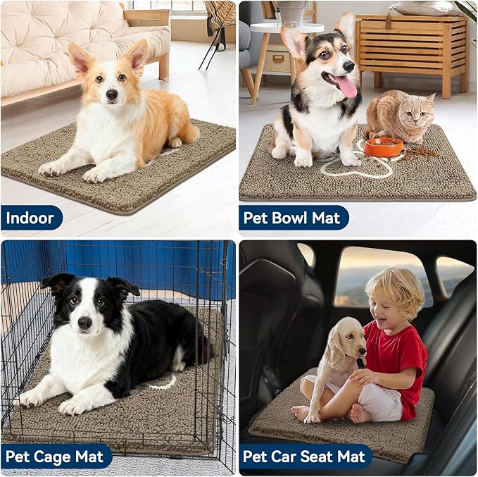 Bcoimo Super Absorbent Dog Door Mat, 36"*24" Anti Slip Mat for Muddy Paws, Pet Rugs for Dirty Paws Washable That Absorbs Moisture and Dirt, for Dog Cage and Pet Resting Carpet