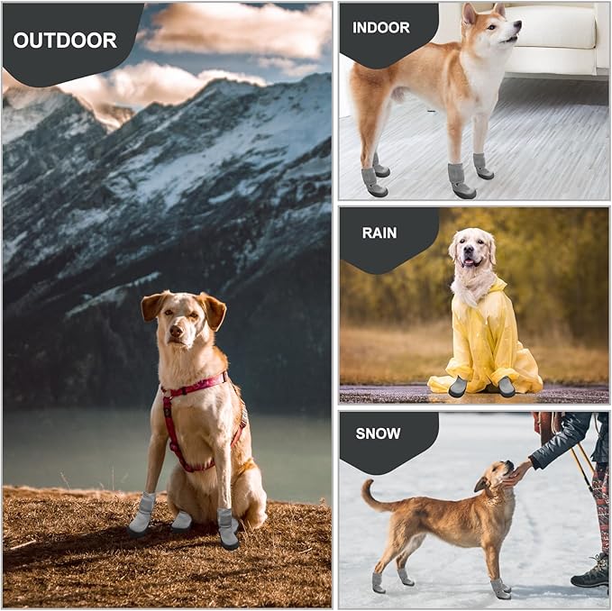 EXPAWLORER Waterproof Dog Shoes for Small Medium Large Dogs, Dog Shoes for Hot Pavement, Hiking Walking, Reflective Dog Booties for Outdoor Snow Rain Days, Anti-Slip Dog Boots & Paw Protectors