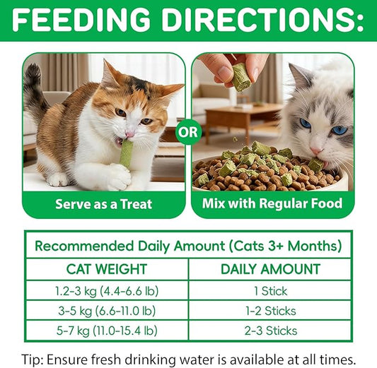 ISUNRISE 60g Cat Grass Sticks, Fresh & Delicious Freeze-Dried Cat Grass Treats Edible Cats Chew Toy Kitten Snacks for Hairball Removal and Teeth Cleaning