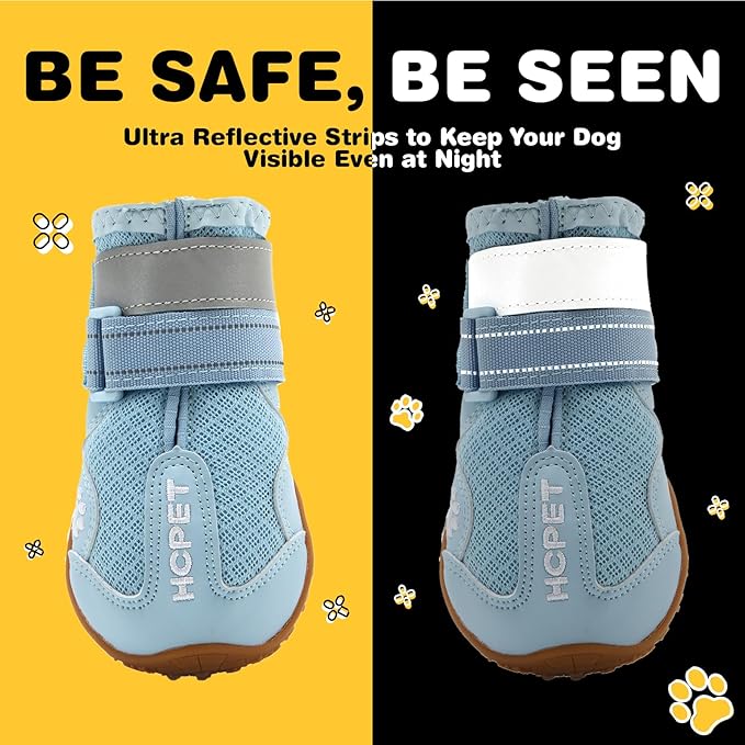 Hcpet Dog Shoes, Dog Boots for Small Dogs, Breathable Medium Dog Booties Paw Protector for Summer Hot Pavement, Winter Snowy Day, Outdoor Walking, Indoor Hardfloors Anti Slip Sole Blue Size 5