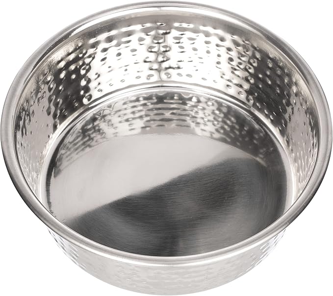 Neater Pet Brands Hammered Decorative Designer Bowls - Luxury Style Premium Dog and Cat Dishes (Medium, Stainless)
