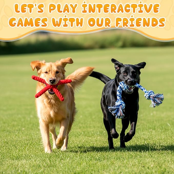 JolliLudo 27 Pack Dog Rope Toys for Aggressive Chewers, Heavy Duty Teething Chew and Tug Toy Set for Medium and Large Dogs, Puppy Toys with Fun Fruit & Cartoon Shapes