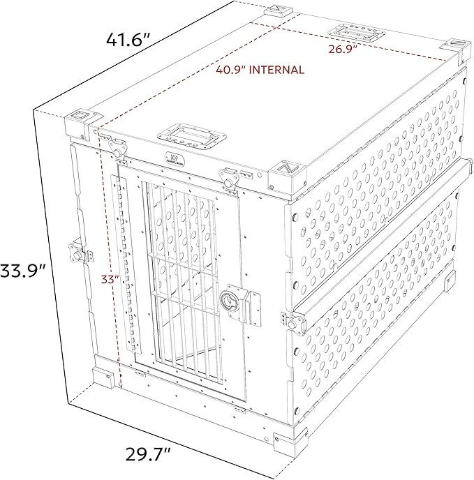 K9 Kennel Boss - Heavy Duty Fully Collapsible Powder-Coated Aluminum Dog Crate - Large (Black)