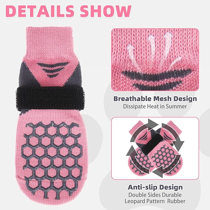 KOOLTAIL Dog Socks for Hot/Cold Pavement, Breathable & Warm Dog Socks to Prevent Licking Paws, Non Slip Pet Boots & Paw Protectors for Hardwood Floor,Grippy Shoes for Small Medium Large Senior Dogs