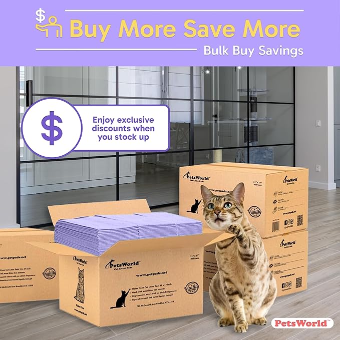 PetsWorld Universal Fit Cat Pad Refills for Litter Box, Fresh Scent, Odor Control, 1200 Count