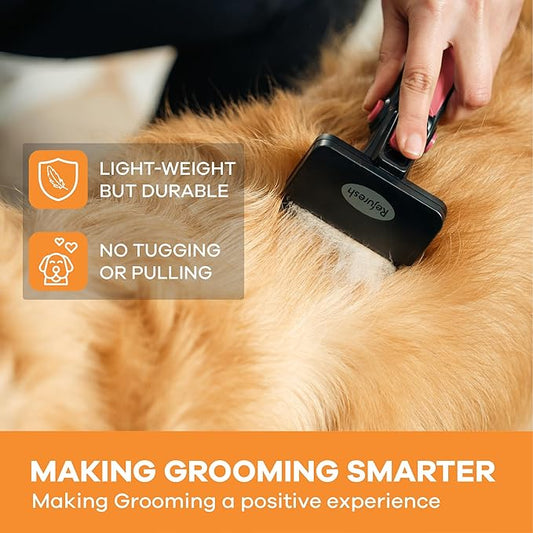 Deshedding Dog Brush for Long Hair (Medium,Pink) – Gentle Deshedding tool for Dogs & Cats – Reduces shedding, without damaging topcoat. Removes Loose Fur & Dead Undercoat.