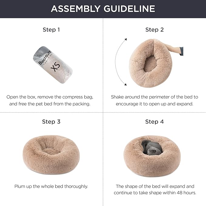 Bedsure Calming Cat Beds for Indoor Cats - Small Washable Round Cat Bed, Anti-Slip Fluffy Plush Faux Fur Pet Bed, Fits up to 15 lbs Pets, Multi-Colored, 20 inches