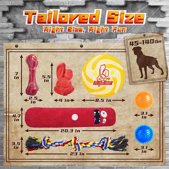 Long-Lasting Heavy Various Dog Chew Toys for Aggressive Chewers,9 Pack Indestructible Large Dog Toys Include Tug Chew & Rope Toys,Squeaky Toys for Medium&Large Breed(For Powerful Chewers-Mad Bunny)
