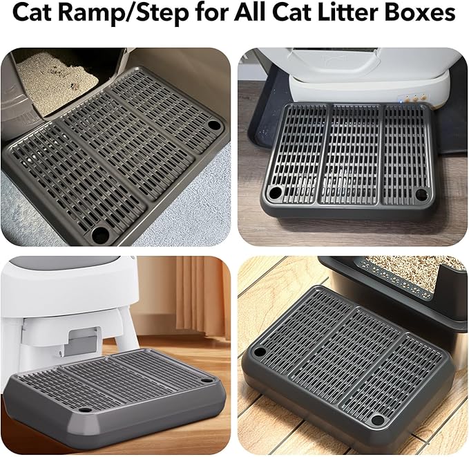 Cat Litter Box Mat Step/Ramp - Large 16"x11" Anti-Tracking Cat Litter Catcher Mat Double Layer Washable Kitty Trapping Tary Easy Clean, Also for Kitten & Elderly Cats Ramp