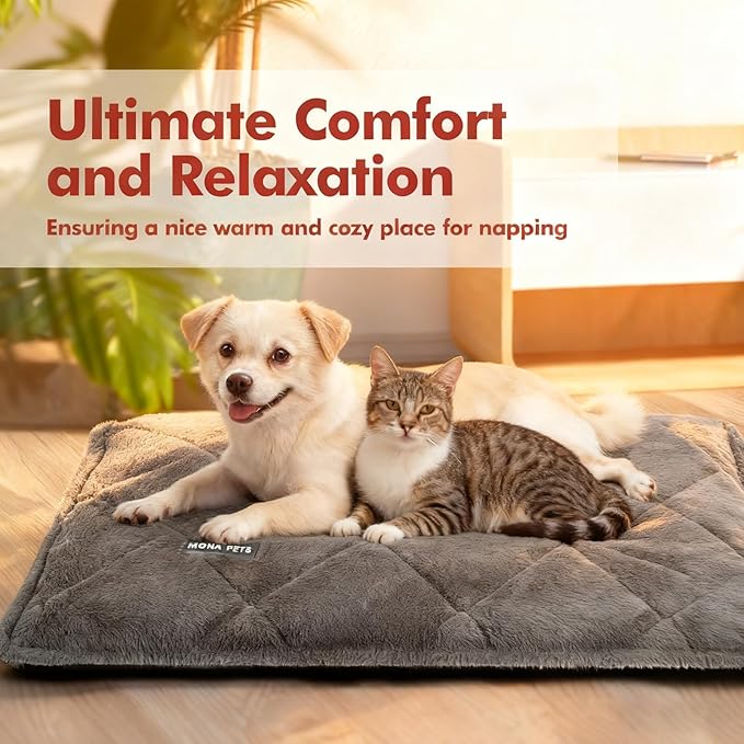 Mora Pets Self Heating Cat Bed Self Warming Cat Pad Thick Thermal Pet Bed Mat 24 x 18 Inches with Removable Cover Machine Washable Ultra Warm Mat for Outdoor Indoor Cats and Small Dogs