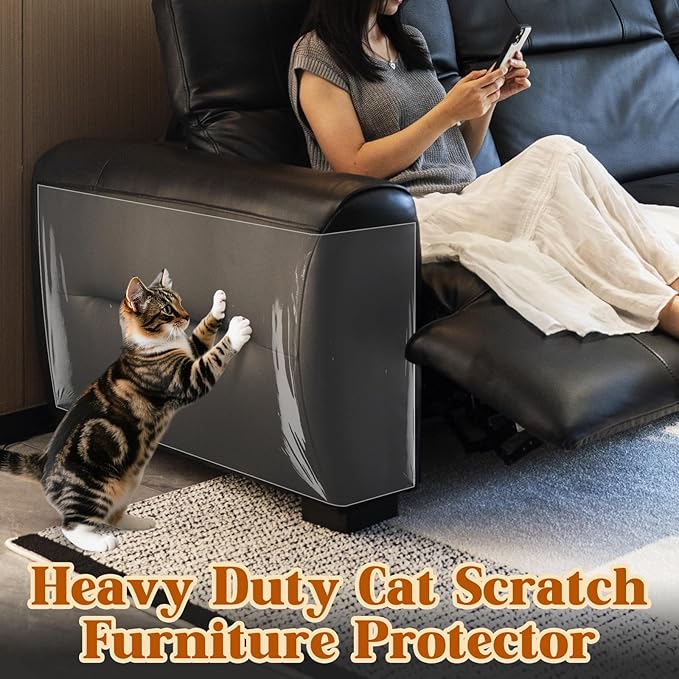 200"x16" Cat Scratch Furniture Protector for Leather Furniture,Couch Protector from Cat Claws,Anti Scratch Stop Scratching Adhesive Tape,Easy to Remove,No Pins