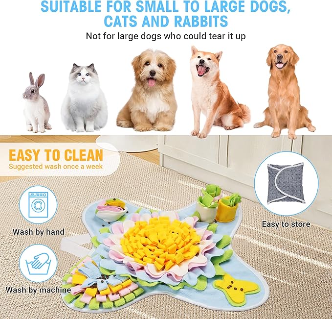 TWOPER Snuffle Mat for Dogs Interactive Sniff Mat Slow Feeding and Keep Busy Snuffle Toys for Foraging Skill Development Anxiety Relief and Mental Stimulation, Machine Washable