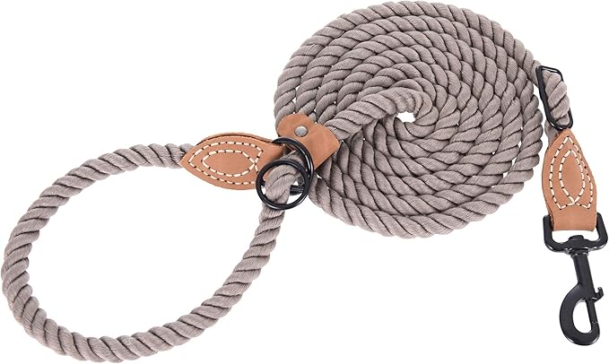 Mile High Life Hands Free Dog Leash, Crossbody Waist Leash with Genuine Leather Connection, Multifunctional Adjustable Slip Lead for Dog Walking Running (Camel, 7FT)