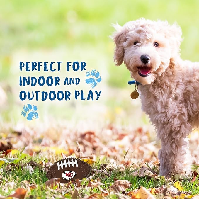 NFL Kansas City Chiefs Mega-chew Hard Nylon Bacon-flavored Dog Bone Football Chew Toy. Interactive Tasty Fun. Indestructible Strong Durable. Ideal for Aggressive Chewers