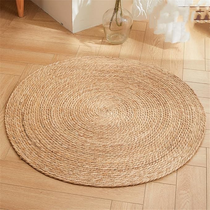 13.78In Cat Scratcher Pad - Hand-Woven Natural Cattail Mat, Spiral Texture Cat Scratching Board for Medium-Small Adult Cats, Cat Scratch Furniture Protector