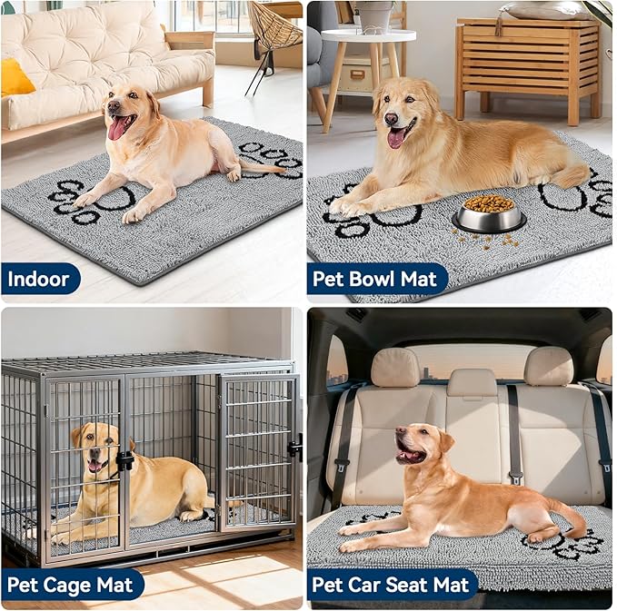 Bcoimo Super Absorbent Dog Door Mat, 48"*30" Anti Slip Mat for Muddy Paws, Pet Rugs for Dirty Paws Washable That Absorbs Moisture and Dirt, for Dog Cage and Pet Resting Carpet