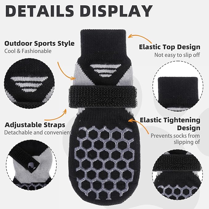 KOOLTAIL Dog Socks for Hot/Cold Pavement, Breathable & Warm Dog Socks to Prevent Licking Paws, Non Slip Pet Boots & Paw Protectors for Hardwood Floor,Grippy Shoes for Small Medium Large Senior Dogs
