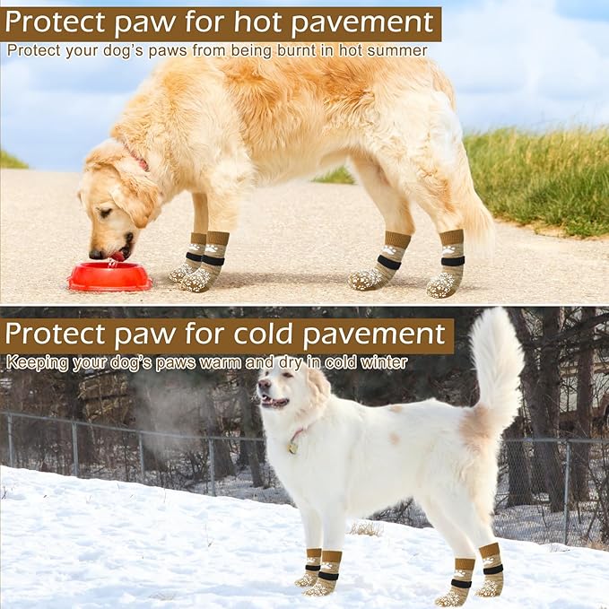 EXPAWLORER 6PCS Anti-Slip Dog Socks to Prevent Licking Paws,Dog Shoes for Hot Pavement,Best Paw Protector Traction Control on Hardwood Floor,Dog Booties for Puppy Small Medium Large Senior Dogs