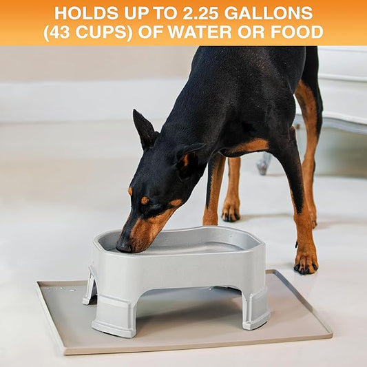 Neater Pet Brands Extra Large Water Bowl for Dogs, Raised Outdoor Dog Water Bowl (2.25 Gallon XL Capacity), Big Trough Style Food Dish for Indoors or Outside, No Spill Large Dog Bowls, Vanilla Bean