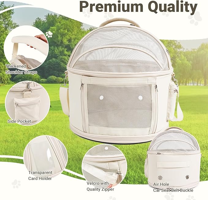 Round Pet Carrier for Small & Medium Cats & Dogs - Travel Carrier for Pets up to 22 lbs, Allows Pets to Turn and Move Easily, Ideal for Car Travel, Lightweight and Comfortable Design