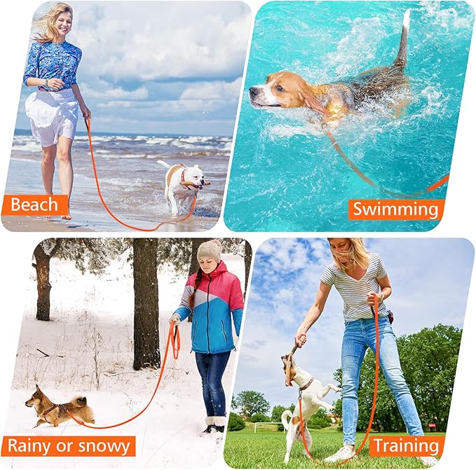 XiaZ Waterproof Long Dog Leash, Training Long Line Lead for Large Medium Small Dogs Outside Walking, Playing, Camping, or Yard (15FT, Orange)
