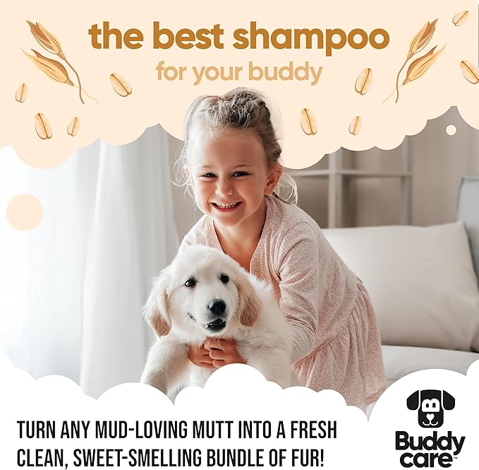 Oatmeal Dog Shampoo by Buddycare | Shampoo for Dogs with Irritated Skin | Relieving and Rehydrating | with Aloe Vera and Pro Vitamin B5 (169.07oz)