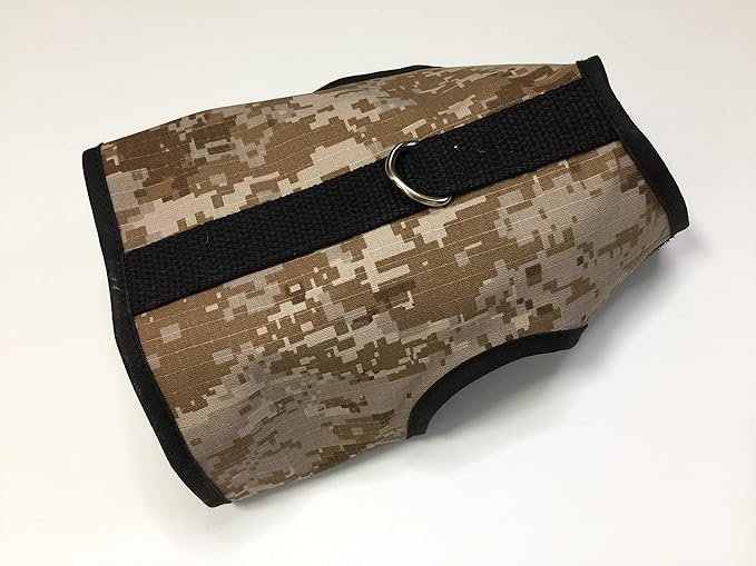 Kitty Holster Cat Harness – Secure Cat Harness for Walking, Soft Cotton Cat Accessories, Comfortable Fit, Strong Hook-and-Loop Closure, Made in USA – Desert Tan Camo, S/M