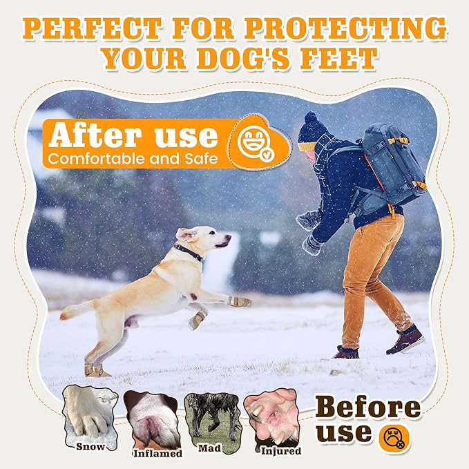 DcOaGt Dog Shoes Large Size Dogs,Mesh Breathable Dog Boots & Paw Protectors for Hot Pavement Summer Winter Snow, 360°Anti-Slip Dog Booties with Reflective Strips for Hiking/Walking,Khaki 4PCS(Size 7)