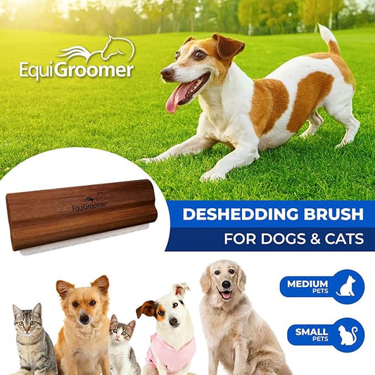 EasyGroomer Deshedding Brush for Dogs Cats| Natural Mahogany | Undercoat Tool for Large and Small Pets | Comb Removes Loose Dirt, Hair and Fur While | Perfect for Short and Long Hair Grooming Shedding