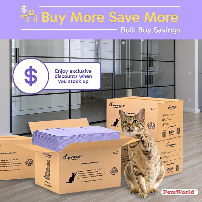 PetsWorld Universal Fit Cat Pad Refills for Litter Box, Unscented, Odor Control, Pack of 600