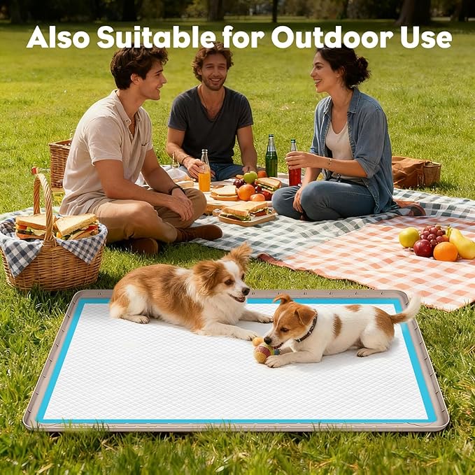 40"x28" Pee Pad Holder for Dogs Lanstics Puppy Pad Holder Silicone Pee Tray for Dog Training Floor Protection Raised Edge Dog Potty Tray, No Pee Pads(Khaki)