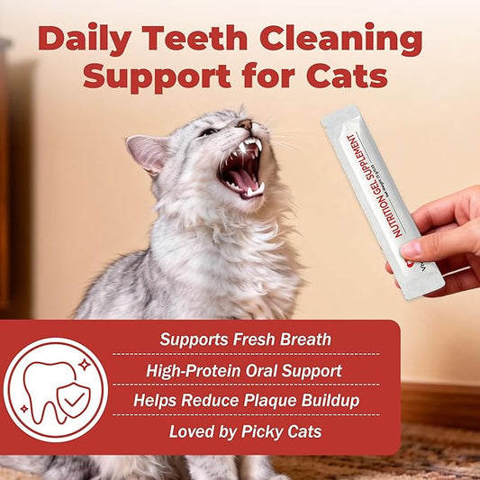 Cat Dental Care & Teeth Cleaning Gel Treat for Cats – Freshen Breath, Help Reduce Plaque Buildup & Support Oral Care with Papain, MCC
