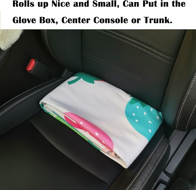 LoyaGour Car Seat Cover Protector Front Seats,for Gym Workout,Running,Swimming,Beach and Hiking,Waterproof Sweat Towel Bucket Seat Covers for Cars SUV Trucks (Strawberry, 2Pcs)