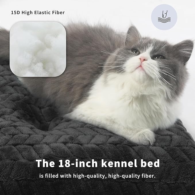 Cat Mat Black Cat Bed for Indoor Cats 18 Inch Washable Comfy Cushion,Up to 10 lbs Soft and Fluffy Small Dog Bed for Crate Tire Printing