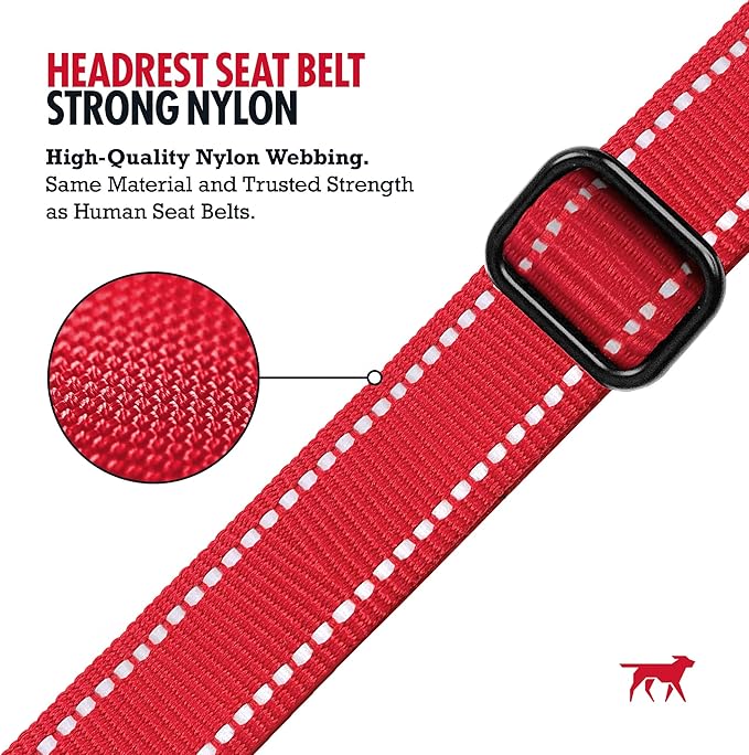 Tuff Pupper Dog Seat Belt for Car Headrest | Adjustable Length Dog Car Harness Restraint | Heavy-Duty Aviation Aluminum Carabiner & Tactical Buckle | Universal Fit for Small, Medium & Large Dogs