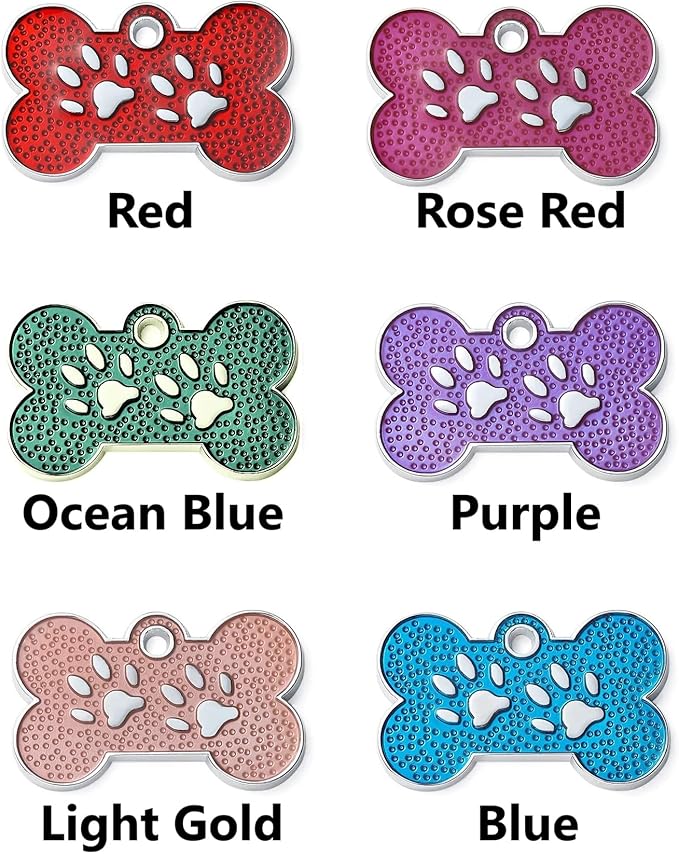Personalized Dog Cute Paw Pet ID Tag for Pet Collar or Key Chain - cat Name tag, Personalized cat id tag, Kitten Name tag, Kitten id tag (Bone-Shaped-Small: Ocean Blue)