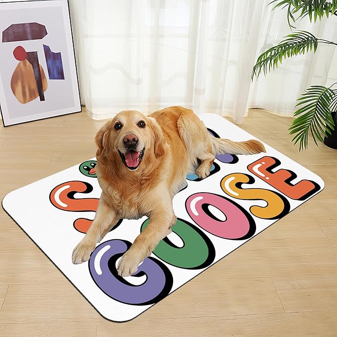 Silly Goose Pet Food Mat for Cats and Dogs–Christmas Stocking Absorbent Quick Dry Feeding Placemat, Non Slip Rubber Base, Waterproof Bowl Mat for Indoor Use, Pet Supplies 12"x20"