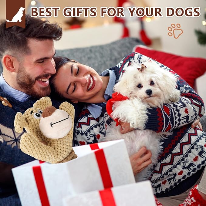 Letsmeet Dog Toys for Large Dogs, Plush Squeaky Dog Chew Toy with Crinkle Paper, Tough Tug of War Dog Toys - Interactive Puppy Toys for Small, Medium, Large Dogs