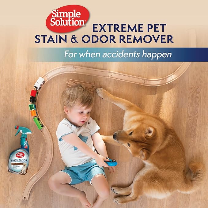 Simple Solution Extreme Cat Stain Eliminator for Strong Odor, Pet Odor Eliminator for Home, Stain Remover for Cats, Kitten Essentials, Floor Cleaner, Urine Destroyer, Carpet Cleaner Spray, 32oz