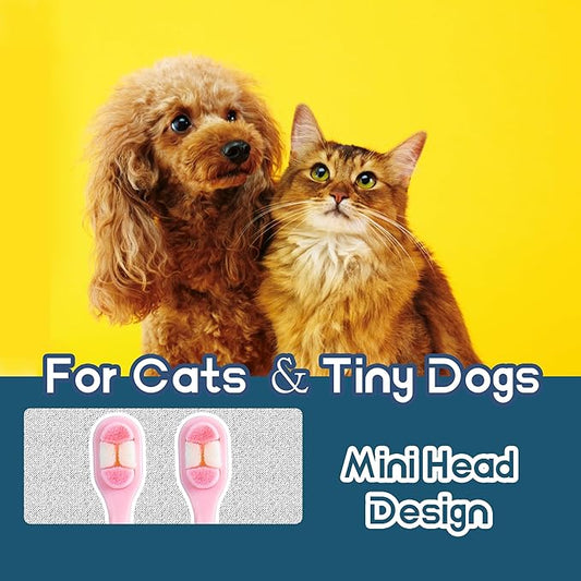 Small Dog Toothbrush, Cat & Puppy Tooth Brushing Kit, Ultra Soft & Mini Head Teeth Brush for Kitten & Tiny Pet, Doggy Toothbrushes Deep Dental Clean 2 PCS, Blue
