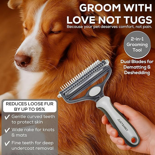 Pet Grooming Set – 1 Brush + 2 Toothbrushes (Soft & Finger) for Dogs & Cats(White)
