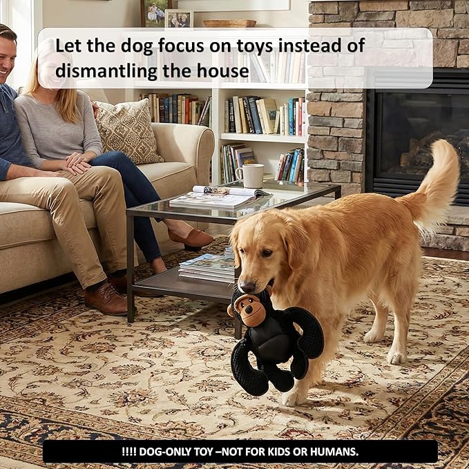 LydaPKS Plush Stuffed Squeaky Dog Toys, Tough Dog Toy Large Breed, Dog Chew Toys for Large Dogs,Chew Dog Toys to Keep Them Busy,11" x 11" Gorilla