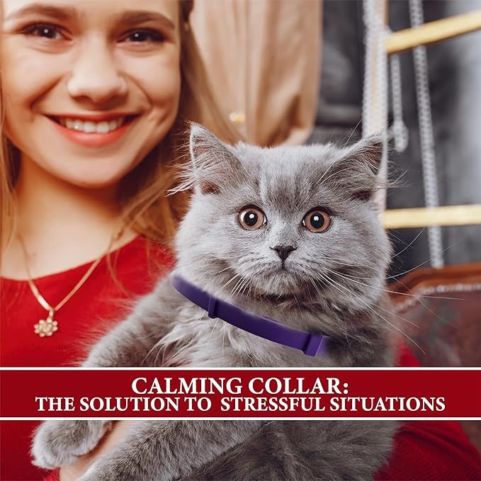 Soothing Cat Calming Collars - 2 Pack Grey Adjustable Collar for Anxiety Relief | Pheromone-Infused Comfort Collars for Cats | Lasts 30 Days | Ideal for Stressful Situations