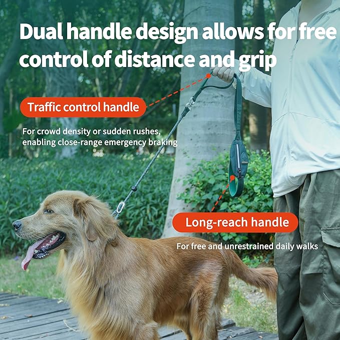 Dog Slip Lead Dog Leash, Heavy Duty No-Pull Training Leash w/Poop Bag Holder, Anti-Tangle, Multi-Handles & Reflective Thread for Small, Medium Dogs 4FT Orange