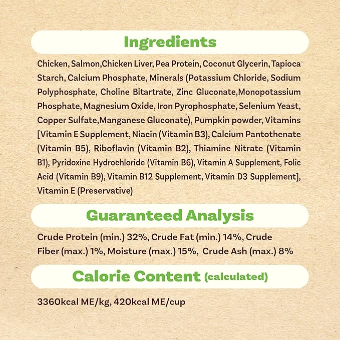 A Freschi srl Air-Dried Puppy & Adult Dog Food - Real Chicken & Salmon Recipe | Grain-Free | High-Protein for Toy, Small & Large Breeds | Ideal for Picky Eaters, 2.2 lb Bag