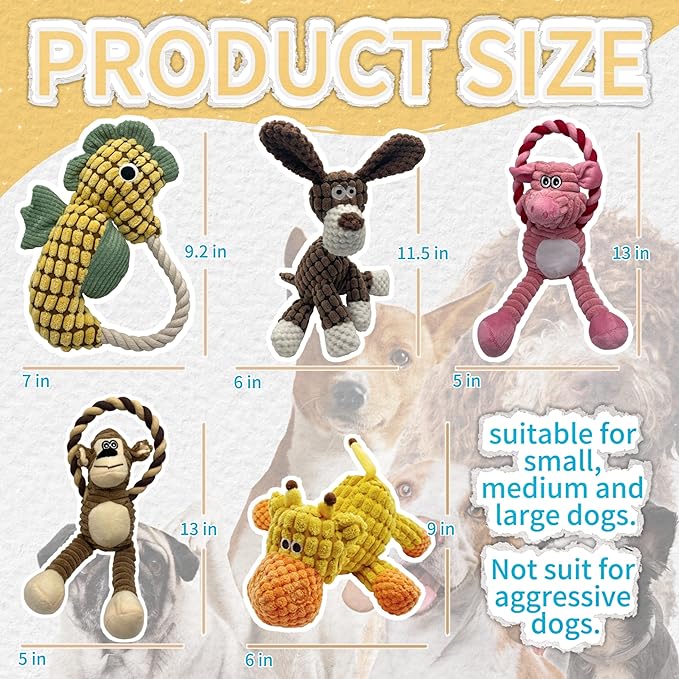 Sumuyo Plush Wrinkled Squeaky Dog Toy,2-Pack The Best Durable Teething Puppy Rope Chew Toy Keeps Them Busy Playing Hide-and-Seek Suitable for Puppy, Medium Dogs and Large Dogs (Green)