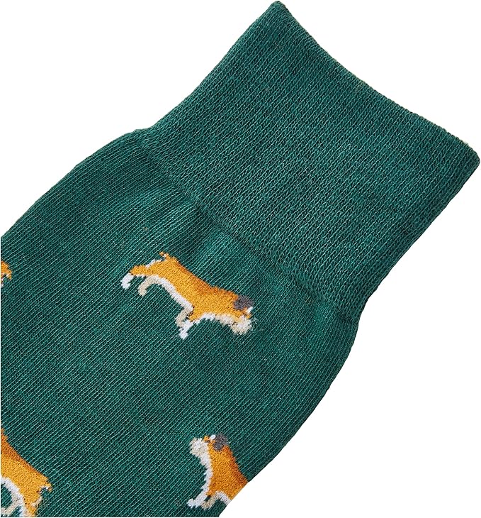 Amazon Essentials Men's Patterned Dress Crew Socks, 5 Pairs