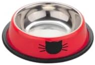 4 Pack Printed Stainless Steel Cat Bowls – 8.1 fl oz Anti-Skid Food & Water Cat Feeding Bowls|Cat Dish for Food and Water Bowl|Cat Feeding Bowl for Kitten (Grey, Red, Orange & Black)