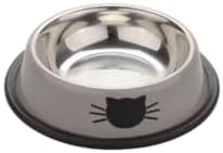 4 Pack Printed Stainless Steel Cat Bowls – 8.1 fl oz Anti-Skid Food & Water Cat Feeding Bowls|Cat Dish for Food and Water Bowl|Cat Feeding Bowl for Kitten (Grey, Red, Orange & Black)
